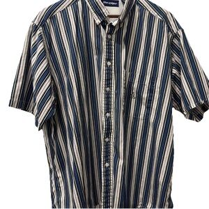 Vintage Stars & Stripes Men's Striped Button Down Shirt Nautical 100% cotton XL